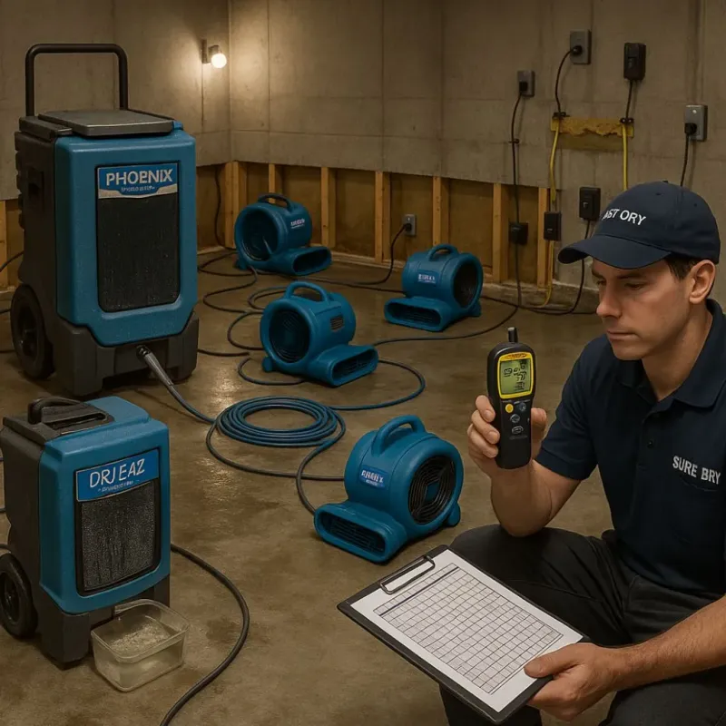 Structural Drying and Dehumidification process in Lavaca County, TX